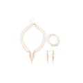 French Vintage Faux Pearl Rhinestone Tassel Necklace Stud Earrings Bracelet Jewelry Set for Women view 5