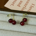 Resin Cherry Zircon Silver Post Drop Earrings For Women Fashion OL Sweet Luxury Jewelry view 4