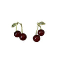Resin Cherry Zircon Silver Post Drop Earrings For Women Fashion OL Sweet Luxury Jewelry view 5