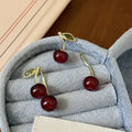 Resin Cherry Zircon Silver Post Drop Earrings For Women Fashion OL Sweet Luxury Jewelry view 2