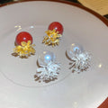 Light Luxury Geometric Firework Faux Pearl Rhinestone Stud Earrings For Women view 3