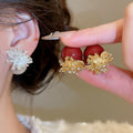 Light Luxury Geometric Firework Faux Pearl Rhinestone Stud Earrings For Women view 2