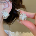 Light Luxury Geometric Firework Faux Pearl Rhinestone Stud Earrings For Women view 4