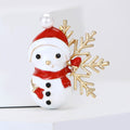 Alloy Enamel White Skating Snowman Brooch Pin For Christmas Apparel view 3
