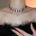 Faux Crystal Rhinestone Tassel Choker Necklace For Women Vintage Court Style Elegant Geometric Design view 3