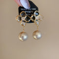 Gold Plated Silver Needle Zircon Flower Faux Pearl Stud Earrings For Women Chic Vintage Jewelry view 3