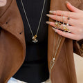 Maillard Style Tiger Eye Zircon Horse Pendant Sweater Necklace For Daily Wear view 1
