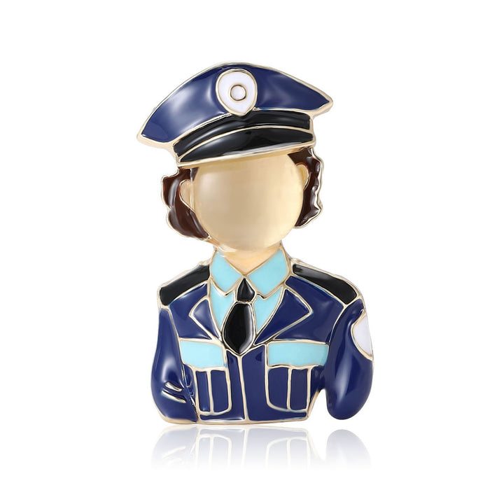 Alloy Police Figure Brooch Pin For Suit Collar And Uniform Decoration