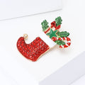 Alloy Rhinestone Enamel Christmas Stocking Candy Brooch Pin For Festive Wear view 3