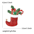 Alloy Rhinestone Enamel Christmas Stocking Candy Brooch Pin For Festive Wear view 5