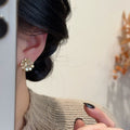 Light Luxury Alloy Gold Plated Rhinestone Flower Petal Clip-on Earrings For Women view 4