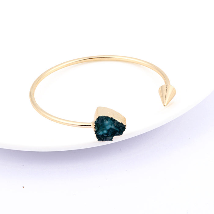 Gold Tone Arrow and Crystal Cluster Open Cuff Bracelets in Three Colors