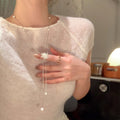 Korean Zircon Firework Faux Pearl Flower Sweater Necklace Elegant Old Money Collarbone Chain view 3