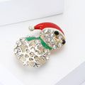 Alloy Rhinestone Enamel Christmas Snowman Brooch Pin For Coat Decoration view 3