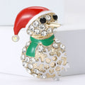 Alloy Rhinestone Enamel Christmas Snowman Brooch Pin For Coat Decoration view 2