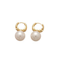 French Vintage Round Faux Pearl Geometric Drop Earrings, Elegant Light Luxury OL Style view 5