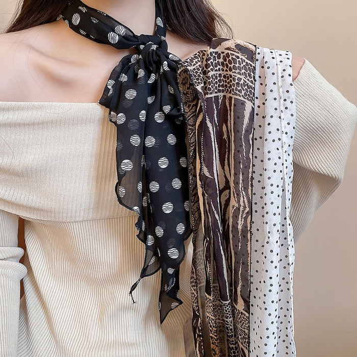 Korean Style Fabric Polka Dot Scarf Sweater Necklace Vintage Geometric Square Light Luxury Choker