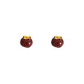 Vintage Luxury Red Persimmon Fruit Enamel Alloy Studs For Women Autumn Winter Elegant Fashion Earrings view 5