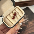 Vintage Luxury Red Persimmon Fruit Enamel Alloy Studs For Women Autumn Winter Elegant Fashion Earrings view 3