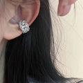 Copper Zircon Textured Cross Hollow Geometric Round Clip-on Earrings Light Luxury No Piercing Ear Cuffs view 3