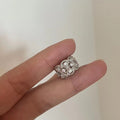 Copper Zircon Textured Cross Hollow Geometric Round Clip-on Earrings Light Luxury No Piercing Ear Cuffs view 4