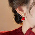 Elegant Resin Bow Round Stud Earrings Minimalist Light Luxury Fashion Jewelry view 3