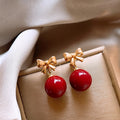 Elegant Resin Bow Round Stud Earrings Minimalist Light Luxury Fashion Jewelry view 4