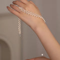 Light Luxury Stainless Steel Beaded Faux Pearl Geometric Round Clavicle Necklace For Women view 4