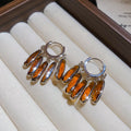 Vintage Faux Crystal Oval Tassel Drop Earrings For Women Geometric Light Luxury Designer Style view 3