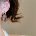 Vintage Faux Crystal Oval Tassel Drop Earrings For Women Geometric Light Luxury Designer Style view 4
