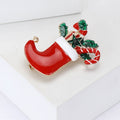 Metal Alloy Rhinestone Christmas Stocking Brooch For Holiday Apparel Decoration view 3