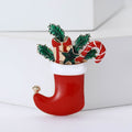 Metal Alloy Rhinestone Christmas Stocking Brooch For Holiday Apparel Decoration view 2