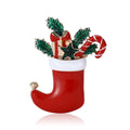 Metal Alloy Rhinestone Christmas Stocking Brooch For Holiday Apparel Decoration view 1