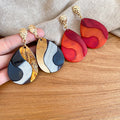 Silver Needle Acetate Spliced Teardrop Pendant Drop Earrings Retro Ethnic Hong Kong Style view 4
