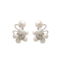 Light Luxury Faux Pearl Zircon Bow Flower Clip-on Earrings For Women view 5