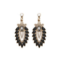 Vintage Style Alloy Flower Leaf Rhinestone Drop Earrings With Silver Needle Elegant Fashion Jewelry view 5