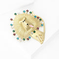 Matte Gold Alloy Lion Brooch Pin For Women Clothing Decoration view 3
