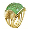 Niche Ginkgo Leaf Ring For Women With Faux Emerald Texture, Pastoral Fine Jewelry view 3