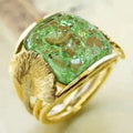 Niche Ginkgo Leaf Ring For Women With Faux Emerald Texture, Pastoral Fine Jewelry view 2