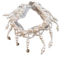 French Vintage Mesh Faux Pearl Tassel Choker Necklace, Elegant Old Money Geometric Collarbone Jewelry view 5