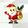 Enamel Alloy 3D Santa Claus Brooch For Christmas Apparel Gifts view 2
