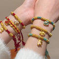 Light Luxury Woven Red Cord Alloy Enamel Horse Bangle For Women Chinese Retro Zodiac Jewelry view 3
