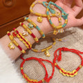 Light Luxury Woven Red Cord Alloy Enamel Horse Bangle For Women Chinese Retro Zodiac Jewelry view 1