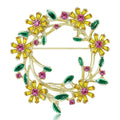 Alloy Rhinestone Wreath Brooch Luxury Plant Lapel Pin For Apparel view 1