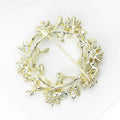 Alloy Rhinestone Wreath Brooch Luxury Plant Lapel Pin For Apparel view 4