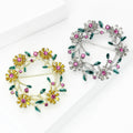 Alloy Rhinestone Wreath Brooch Luxury Plant Lapel Pin For Apparel view 3