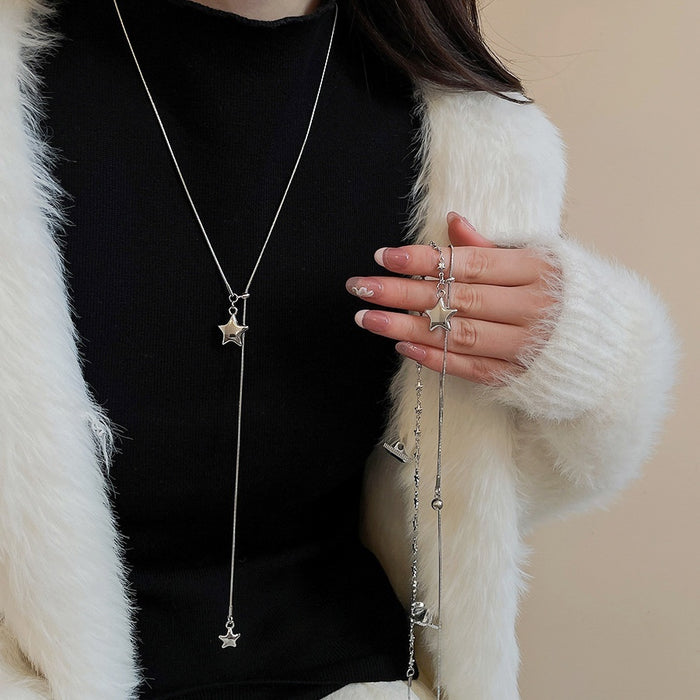 Copper Star Pendant Sweater Necklace Korean Minimalist Light Luxury Niche Choker