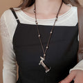 Light Luxury Alloy Heart Dachshund Wax Cord Sweater Necklace, Minimalist Trendy Pendant view 3