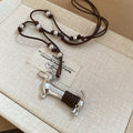 Light Luxury Alloy Heart Dachshund Wax Cord Sweater Necklace, Minimalist Trendy Pendant view 2