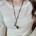 Light Luxury Alloy Heart Dachshund Wax Cord Sweater Necklace, Minimalist Trendy Pendant view 1